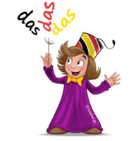German-Gender-das A cartoon magician with a wand representing neuter gender specific endings